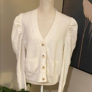 Tuckernuck Cream Cardigan with Puff Sleeves